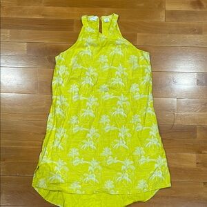 Yellow Palm Print Sleeveless Dress